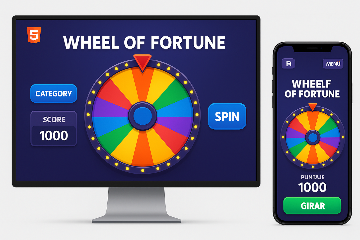 Wheel of Fortune – Multilingual HTML5 Game (Desktop & Mobile)