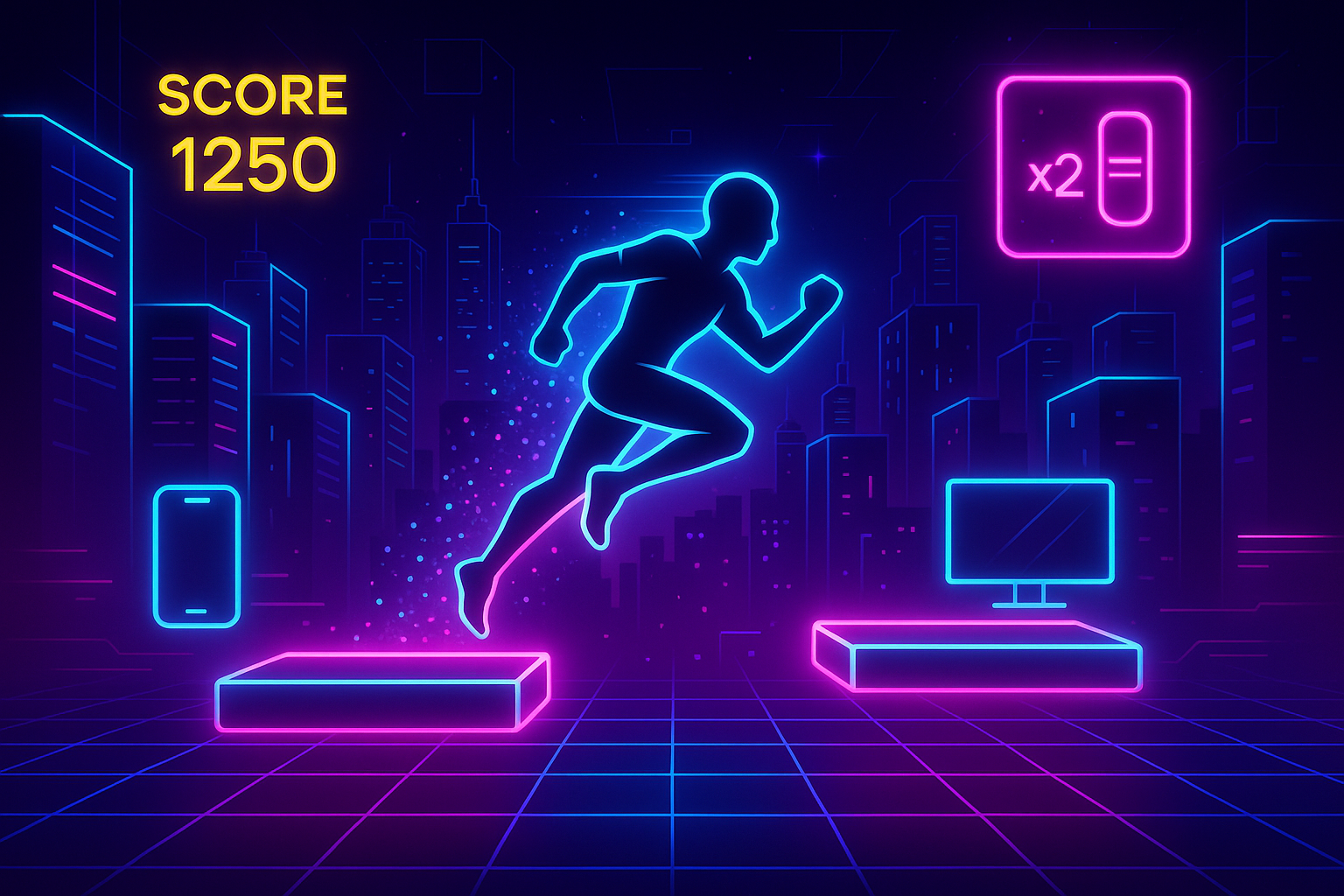 Neon Runner – Multilingual HTML5 Arcade Game (Desktop & Mobile Ready)